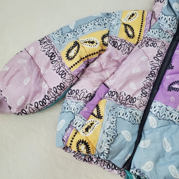 Zara Kids Multicolor Patchwork Puffer Jacket - Picture 2 of 10